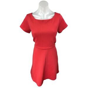 Banana Republic Red Textured Short Sleeve Mini A-Line Fit & Flare Dress Size 10